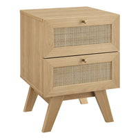 Modway - Soma 2 tiroirs Table de chevet, Chêne-Table de chevet moderne à 2 tiroirs