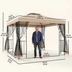 Outsunny - Pavillon de patio 10 pi l x 10 pi L - auvent de pavillon à double toit pour l’extérieur-8 œillets intégrés pour un drainage adéquat de l'eau