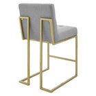 Modway - Privy Acier inoxydable doré Tissu rembourré Tabouret de comptoir - Or gris clair-Aucune assemblée requise