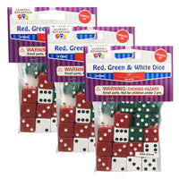 Learning Advantage - Dés à pois - Rouge/vert/blanc - 36 par paquet - paquet de 3-Idéal pour les jeux et comme outil pédagogique !