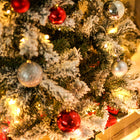 HOMCOM - Sapin de Noël artificiel floqué de neige de 1 - 8 m à LED blanc chaud-Hauteur de l'arbre : 6ft Tall 