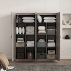Manhattan Comfort - Cornelia 59,22 po Ensemble Moderne 2 Pièces Armoire de Rangement à 14 Étagères - Gris-Style de porte à ouverture à 90° avec charnière de porte européenne à fermeture douce