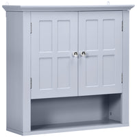 HOMCOM - Armoire murale de salle de bain avec étagère réglable et 2 portes pour couloir, salon - gris-Design élégant, idéal pour la cuisine, la salle de bain, la chambre, etc