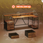 HOMCOM - Bureau de gaming réversible 76 po avec lumières RVB et ports USB - brun rustique-Lumière RGB créant une atmosphère de jeu immersive