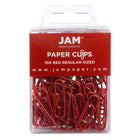 JAM Paper - Trombones standard colourés - taille standard 2 -5 cm - rouges - paquet de 100-Couleur : Rouge