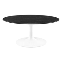 Modway - Lippa Rond de 36 po Faux marbre Table basse - Blanc Noir-Table basse moderne
