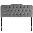 Modway - Annabel Touffe de diamant Performance Velvet Tête de lit King, Gris-Hauteur ajustable de 45 » à 52,5 »