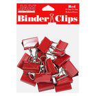 JAM Paper - Pinces à reliure colourées - taille moyenne - 32 mm (1 1/4 po) - pinces rouges - paquet de 15-Couleur : Rouge | Fabriqué en acier trempé pour une tenue extra forte