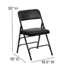 Flash Furniture – Chaise pliante HERCULES en métal à 3 barreaux et à 2 pivots, siège en vinyle noir (HAMC309AVBK)-Cadre en acier tubulaire de 22 mm x 1,2 mm