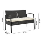 Manhattan Comfort - Ensemble de conversation moderne Noli pour patio, 4 personnes, avec table basse - noir et crème - ensemble de 4-Dimensions de la table basse : 75 cm de longueur, 41 cm de profondeur, 38 cm de hauteur