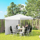 Outsunny - Tente auvent pliante 8 pi l x 8 pi L avec paroi latérale - Sac de transport - Blanc-Équipé d’un sac pratique pour un déplacement facile