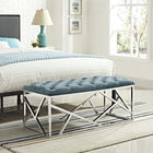 Modway - Intersperse Banc - Bleu de mer-Socle en acier inoxydable argenté