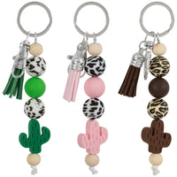 Merangue - Porte-clés avec queue de cheval et cactus-Queue de cheval douce avec breloque cactus