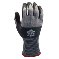 SHOWA - 381MFT Pro Gant en nitrile à poignée gaufrée en mousse microporeuse - Doublure en microfibre - Noir/Gris - Taille M-Enduction en mousse de nitrile microporeuse