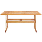 Modway - Hatteras Rectangle de 59 po Terrasse extérieure Bois d’eucalyptus Table à manger, Naturel-Plateau en bois à lattes