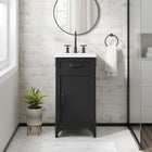 Modway - Steamforge 18" Vanette de salle de bain - Blanc Noir-Étagère avec découpe de plomberie