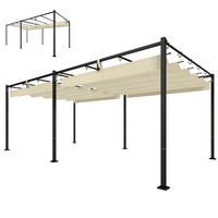 Outsunny - Pergola avec Auvent Rétractable pour Patio - 19 pi x 10 pi - Crème-Un espace spacieux de 18,7 po x 9,7 po crée un excellent salon extérieur 