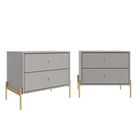 Manhattan Comfort - Ensemble de 2 tables de chevet modernes Jasper 25,15" - Gris-Ensemble moderne de 2 tables de chevet pour chambre et salon
