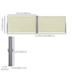 Outsunny - store latéral double rétractable - blanc crème-Réglable en angle et en longueur
