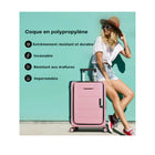 TRAVLR - Valise cabine rigide pliable de 20 pouces - Rose-La conception pliable et extensible assure une capacité interne généreuse sans monopoliser l'espace de stockage.