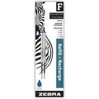 Zebra - Recharge F-Refill Medium Point – paquet de 2 – bleu-Recharge de stylo à bille, encre bleue
