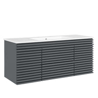 Modway - Render Fixation murale de 48" Vanette de salle de bain - Gris blanc-Vanité moderne du milieu du siècle