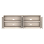 Hudson&Canal - Meuble TV Renad pour téléviseurs jusqu'à 78" - Blanc aulne-Nettoyer avec un chiffon doux et sec, sans produits chimiques agressifs ni produits de nettoyage abrasifs