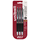 uni-ball - Stylos gel rétractables 207 – 0,5 mm – noir – paquet de 3-Stylos Gel