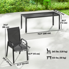 Outsunny - ensemble de salle à manger de patio 9 pièces, table de patio et chaises empilables - noir-Trou central de table de Φ1,7 po pour un parasol. Restez bien à l’ombre