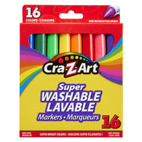 Cra-Z-Art - Marqueurs Broadline Lavables - Couleurs assorties, Paquet de 16-Les marqueurs Cra-Z-Art super lavables se lavent facilement de la peau et de la plupart des tissus des enfants avec de l'eau et du savon
