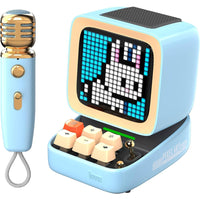 Divoom - Ditoo-Mic Mini karaoke Machine Pixel Art Bluetooth Haut-parleur bleu-Le haut-parleur rétro doté de pilotes haute performance 10 W permet d’extraire plus de volume