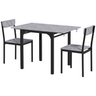 HOMCOM - Ensemble de salle à manger 3 pièces avec table pliante à abattant - gris clair-L'ensemble de 3 pièces comprend une table et deux chaises