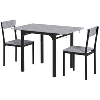 HOMCOM - Ensemble de salle à manger 3 pièces avec table pliante à abattant - gris clair-L'ensemble de 3 pièces comprend une table et deux chaises