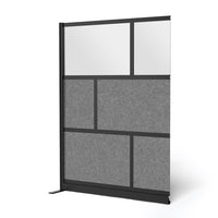 Luxor - Mur modulaire 53 x 70 - Extension de cadre noir segmenté, acrylique givré, PET gris frais-Crée une intimité semi-permanente dans les espaces partagés