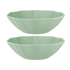 Casa Domani - Bol de service Florence Sage 25 cm - Lot de 2-En porcelaine avec un motif délicat en relief sur un profil festonné.