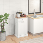 HOMCOM - Buffet bas à poubelle basculante 10 gallons avec bac caché et tiroir - blanc-Le meuble à porte inclinée peut accueillir une poubelle jusqu’à 10 gallons 