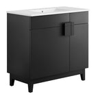 Modway - Miles 36" Vanette de salle de bain - Blanc Noir-Panneau de particules et stratifié de mélamine