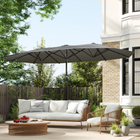 Outsunny - Parasol de terrasse double face - gris foncé-Grande toile pour une protection maximale, aérations supérieures pour éviter l’accumulation du vent