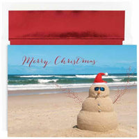 JAM Paper - Ensemble de cartes de Noël - Bonhomme de neige plage - paquet de 18-Couleur : bonhomme de neige de plage.