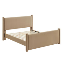 Modway - Rael Performance Velvet Lit plateforme Queen, Taupe-Sellerie en velours Performance résistante aux taches