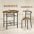 HOMCOM - ensemble de salle à manger 3 pièces 31,5 po avec étagère de rangement - brun rustique-Avec une étagère de rangement sous le plateau pour un rangement facile