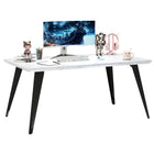 Homy Casa -  Bureau moderne 63 po L - Blanc marbré-Construction en MDF robuste pour une durabilité longue durée