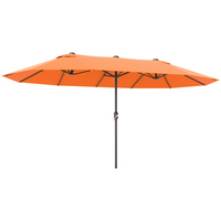 Outsunny - Parasol de patio extra-large double face avec double auvent et manivelle - 15 pi - orange-Parapluie à double toit de 15 pi de long offrant de l’ombre sur n’importe quel balcon, terrasse, marché de jardin ou autre