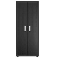 Manhattan Comfort - Armoire de garage moderne Fortress 77 cm (30,3 po) - gris charbon-Armoire de rangement en métal texturé à motif losange 190 cm pour garage