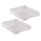 JAM Paper - Ensemble de plateaux de rangement de bureau empilables – 1 plateau supérieur et 2 plateaux à courrier – Blanc-Taille des bacs à papier empilés : 9,75 pouces de large x 12,5 pouces de long x 6 pouces de haut
