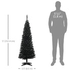 HOMCOM - Arbre de Noël - arbre de Noël fin avec branches réalistes - noir-Sûr et stable avec une base en plastique robuste pour le support 