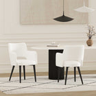 Manhattan Comfort - Lot de 2 fauteuils de salle à manger Tremont 58 cm, moderne, revêtement similicuir blanc-Structure et pieds en acier noir entièrement soudés pour l’élégance et la durabilité