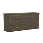 Manhattan Comfort - Commode double traditionnelle Clifford à 6 tiroirs - Noyer-Bords arrondis : des contours doux ajoutent un attrait visuel et un aspect lisse et soigné