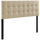 Modway - Emily Tissu rembourré Tête de lit Queen, Beige-Tête de lit élégamment touffée à boutons