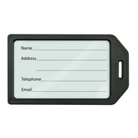 Beslayn - Étiquettes de bagages lourdes avec boucles en plastique - Couverture de fenêtre et inserts inclus - Noir - Pack de 20-Couleurs vives pour faciliter l'identification de vos bagages